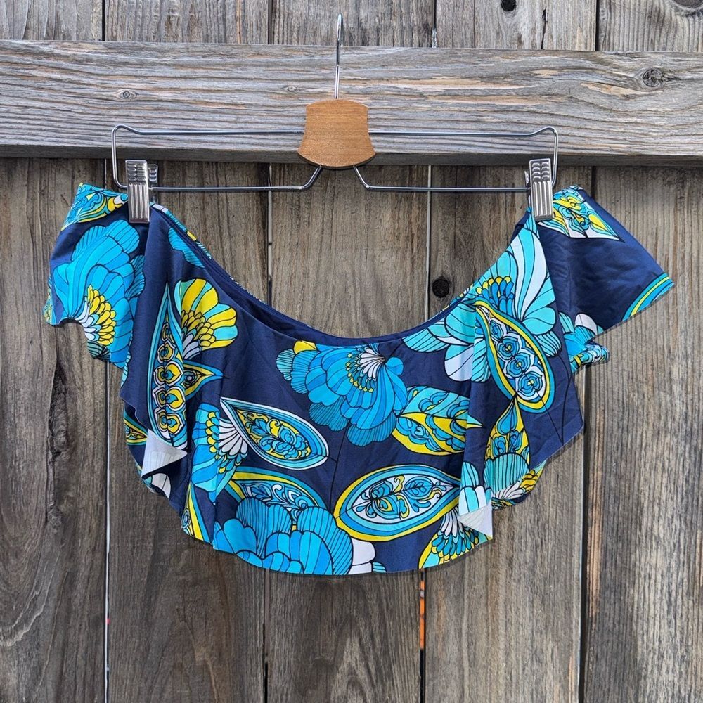 TRINA TURK SWIM Pirouette Off The Shoulder Ruffle Bandeau Swim Top Size 14 - Picture 4 of 8